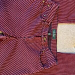 Ralph Lauren Women's Burgundy & Black Striped Skinny Jeans Size 8P Petite